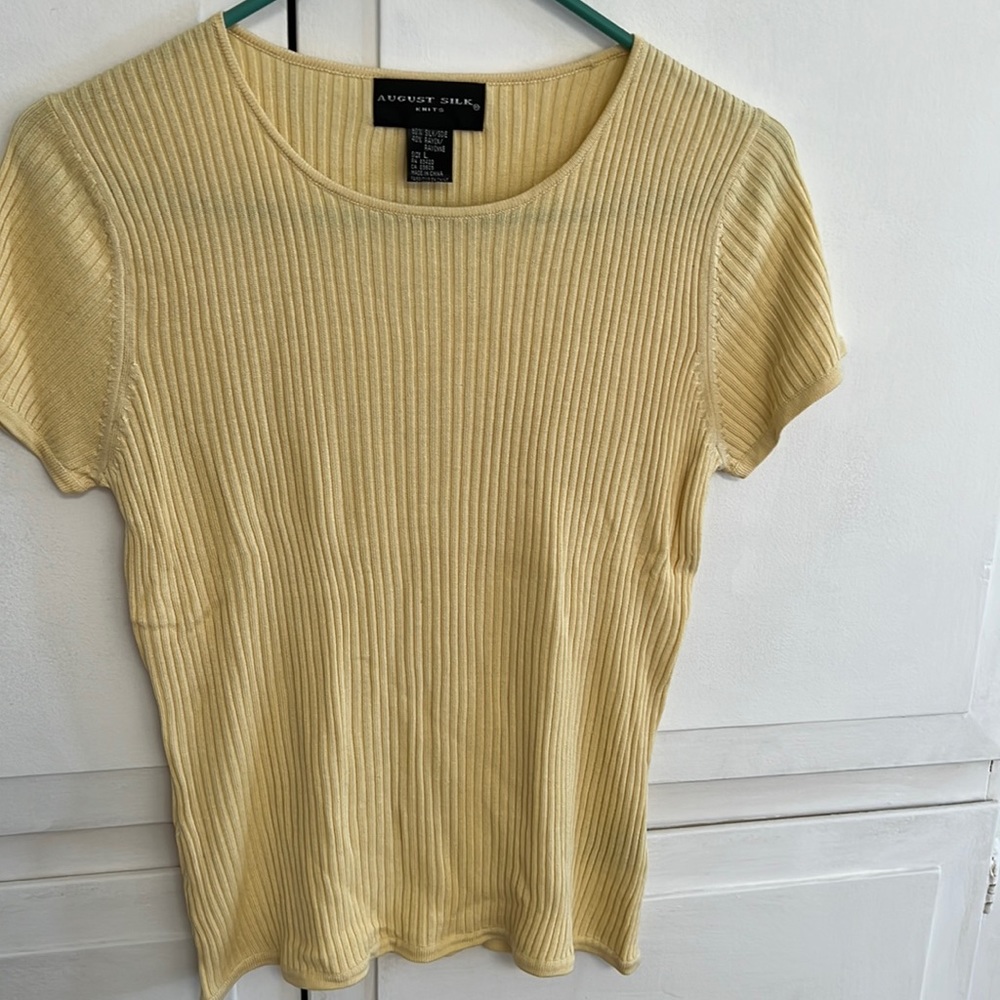 Silk and Rayon Ribbed Yellow T